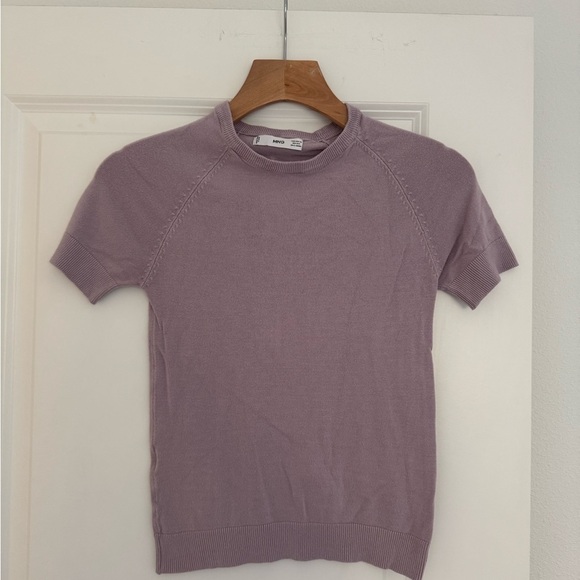 Mango MNG women’s purple knit crewneck short sleeve sweater top size XS - Picture 1 of 3